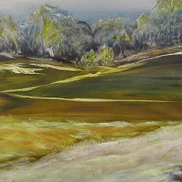 |+|Wisseler Düne 1 / Öl auf Gessoplatte, 2023 / 40 x 40