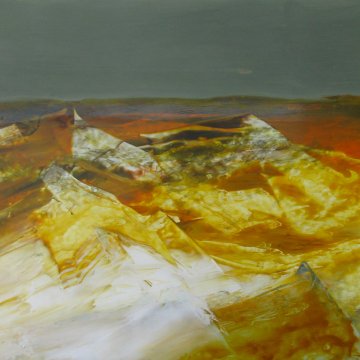 |+|Hügelland 12 / Öl auf Papier / 33 x 33