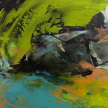 |+|Stürmisch aufgewühlt 4 / Acryl aufSteinpapier, 2022 / 20 x 20