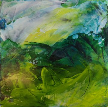 |-|Stürmisch aufgewühlt 14 / Acryl aufSteinpapier, 2022 / 20 x 20