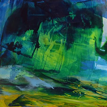 |+|Stürmisch aufgewühlt 5 / Acryl aufSteinpapier, 2022 / 20 x 20