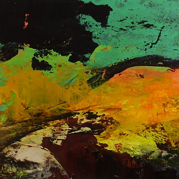 |+|Stürmisch aufgewühlt 9 / Acryl aufSteinpapier, 2022 / 20 x 20