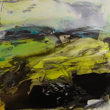 |+|Stürmisch aufgewühlt 11 / Acryl aufSteinpapier, 2022 / 20 x 20