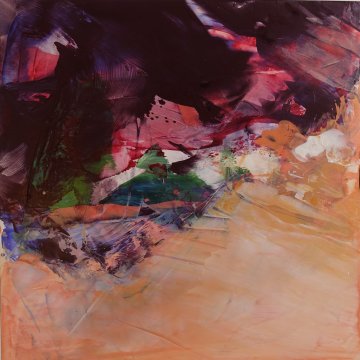 |+|Stürmisch aufgewühlt 12 / Acryl aufSteinpapier, 2022 / 20 x 20
