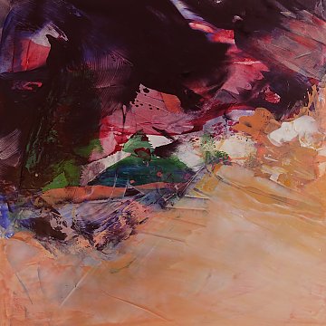 |+|Stürmisch aufgewühlt 12 / Acryl aufSteinpapier, 2022 / 20 x 20