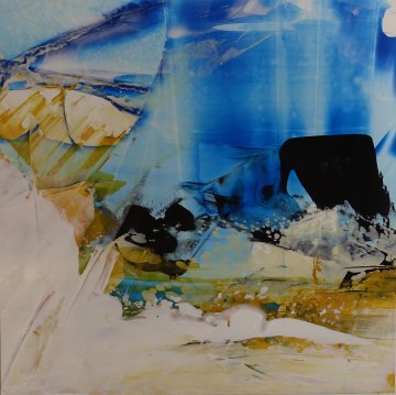 |+|Stürmisch aufgewühlt 13 / Acryl aufSteinpapier, 2022 / 20 x 20