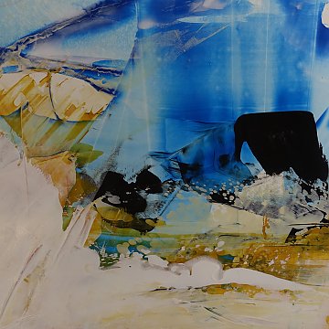 |+|Stürmisch aufgewühlt 13 / Acryl aufSteinpapier, 2022 / 20 x 20