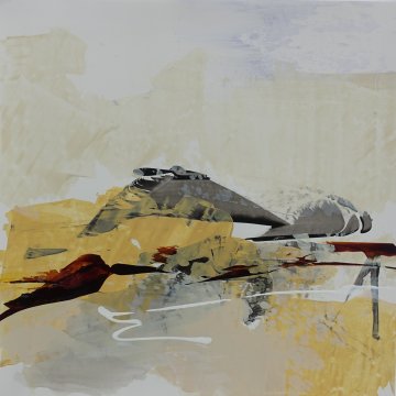 |+|Heiter und maßvoll im Gleichgewicht 4 / Acryl auf Steinpapier, 2022 / 30 x 30