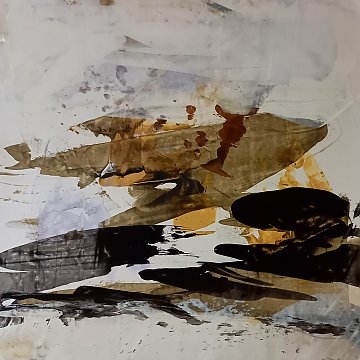 |+|Heiter und maßvoll im Gleichgewicht 6 / Acryl aufSteinpapier, 2022 / 30 x 30