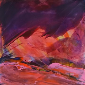 |+|Stürmisch aufgewühlt 3 / Acryl aufSteinpapier, 2022 / 20 x 20