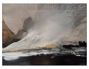 |+|Cloud 7 / Tusche, Mixed Media und Collage, 2026 / 26 x 36