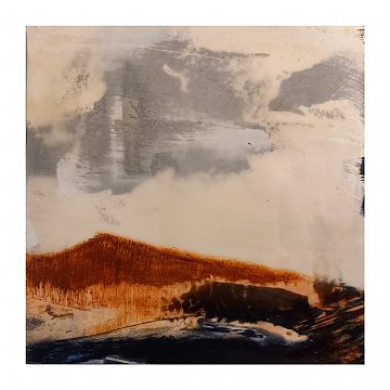 |+|InWachs16 / gewachstes Papier, Radierung und Ölfarbe, 2025 / 25 x 25