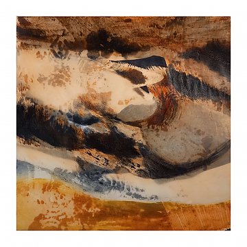 |+|InWachs17 / gewachstes Papier, Radierung und Ölfarbe 2025 / 25 x 25