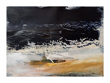 |+|InWachs24 / gewachstes Papier, Radierung und Ölfarbe, 2025 / 20 x 29