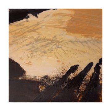 |+|InWachs24 / gewachstes Papier, Radierung und Ölfarbe, 2026 / 25 x 25