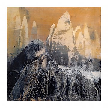 |+|InWachs25 / gewachstes Papier, Radierung und Ölfarbe, 2025 / 25 x 25