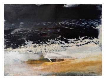 |+|InWachs27 / gewachstes Papier, Radierung und Ölfarbe, 2026 / 21 x 30