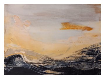 |+|InWachs39 / gewachstes Papier, Radierung und Ölfarbe, 2026 / 21 x 30