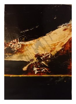 |+|InWachs51 / gewachstes Papier, Radierung und Ölfarbe, 2026 / 59 x 42